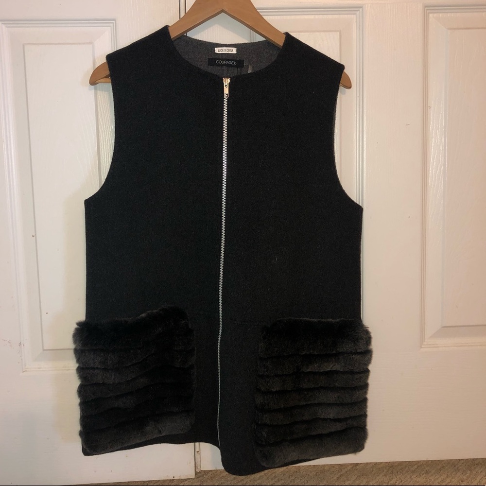 NWT-rabbit fur & cashmere/wool Vest